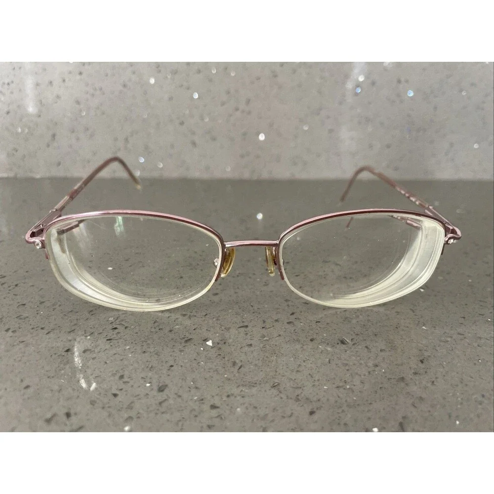 Genny Italy 748-B 5371 53-18-135 Pink Metal Half Rim Eyeglasses Frames ONLY